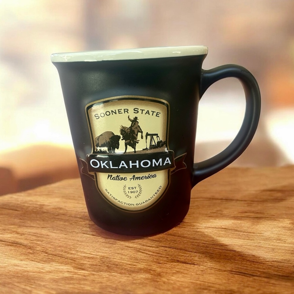 Oklahoma Sooner State Black Mug
